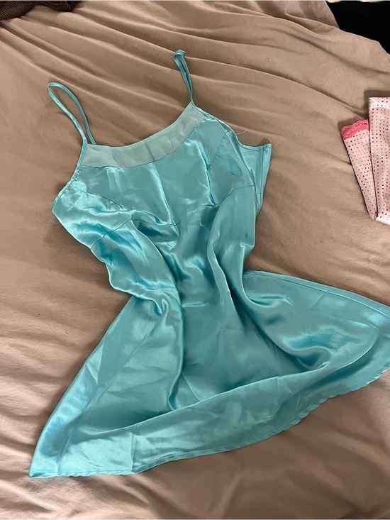 Vintage Other - Vintage Turquoise Satin Slip Chemise